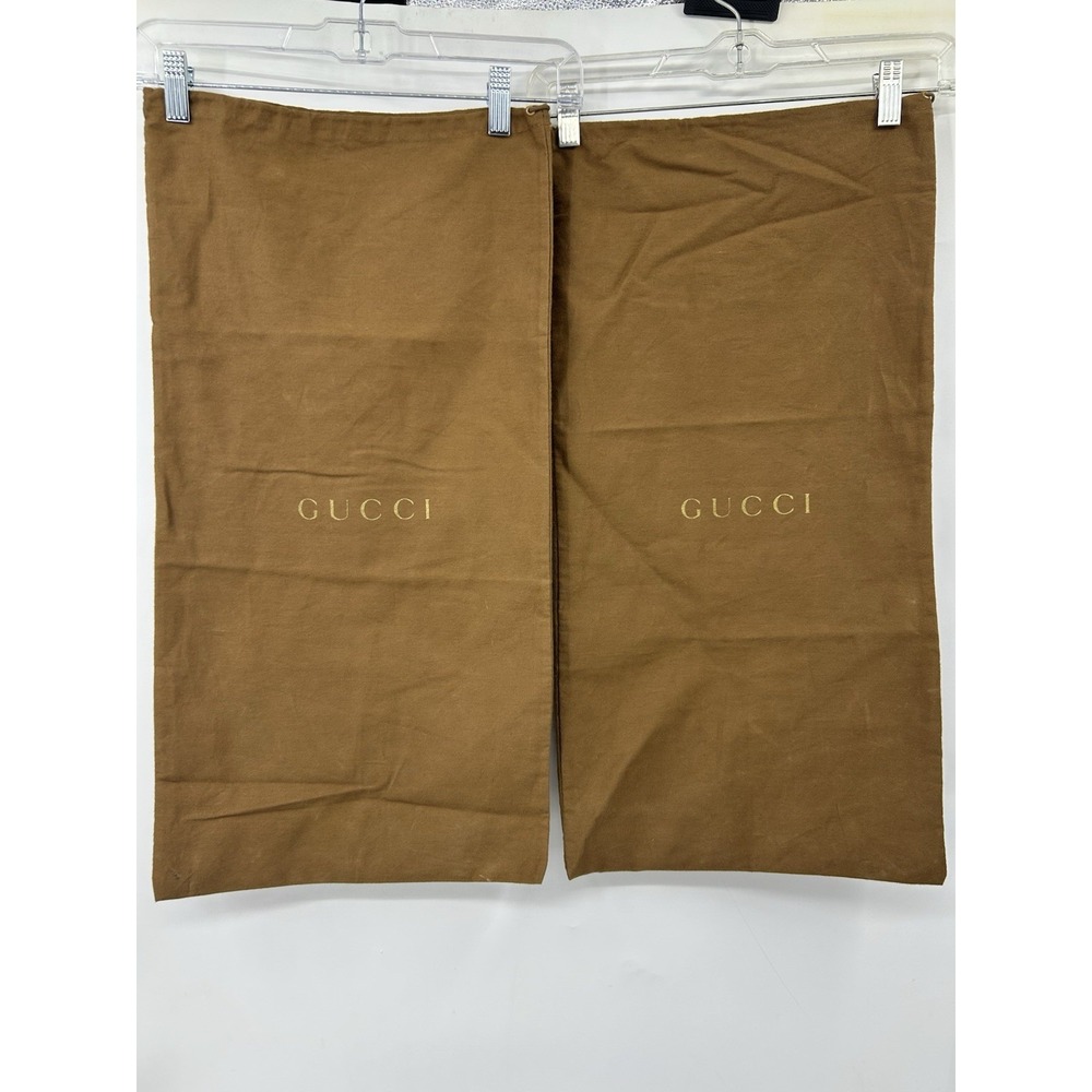Authentic Gucci Dust Bags For Shoes Boots Cotton Tan 25x13 Set of 2